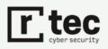 Das Logo zeigt ein stilisiertes „r“ in einem Quadrat, gefolgt von einem fettgedruckten „tec“, was die elegante Ästhetik der ESET Deutschland GmbH subtil widerspiegelt. Darunter steht in kleinerer Schrift „Cybersicherheit“, alles in klarem Schwarz-Weiß.