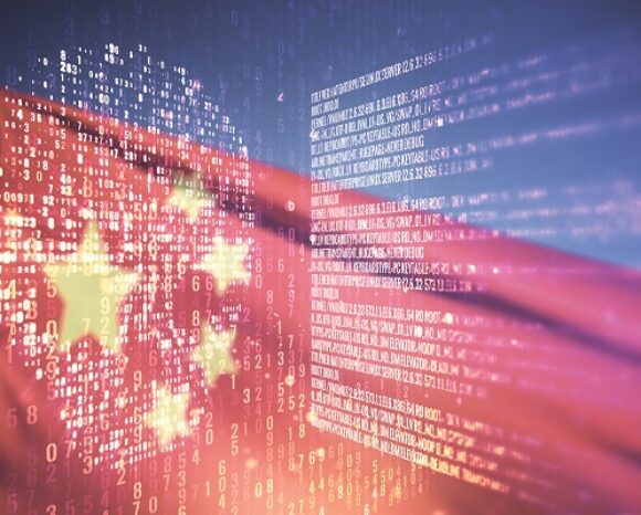 Chinesische Flagge hinter Daten