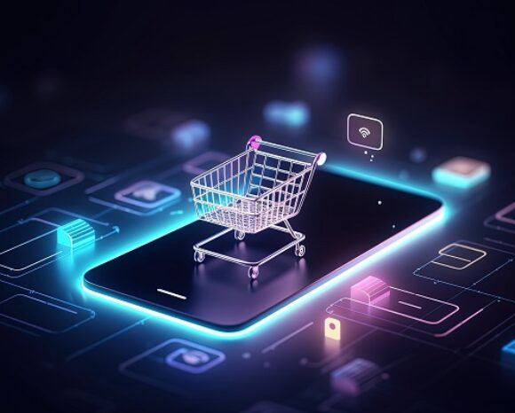 Einkaufswagen auf Handy