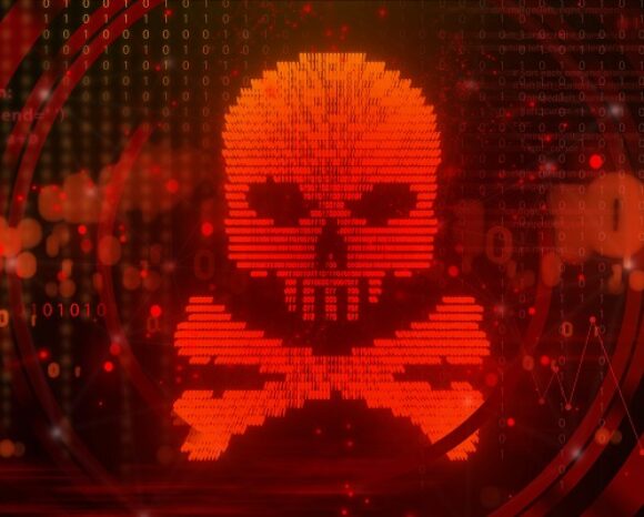 Totenkopf-Symbol ganz in Rot