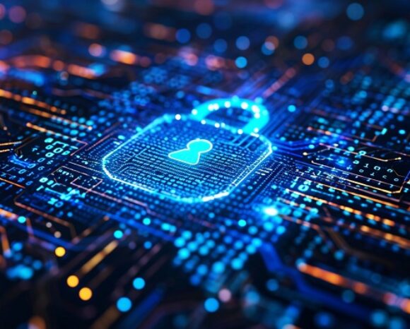 Blaues Cybersecurity-Symbol