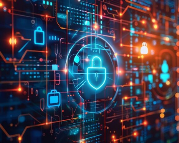 Netzwerksicherheit mit Cybersecurity-Symbol