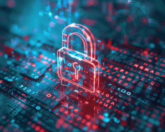 Cybersecurity-Symbol auf Daten