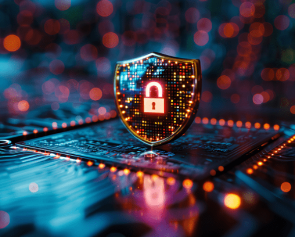 Cybersecuriy-Symbol auf Datenträger