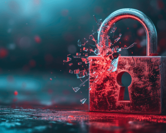 Gebrochenes Cybersecurity-Symbol