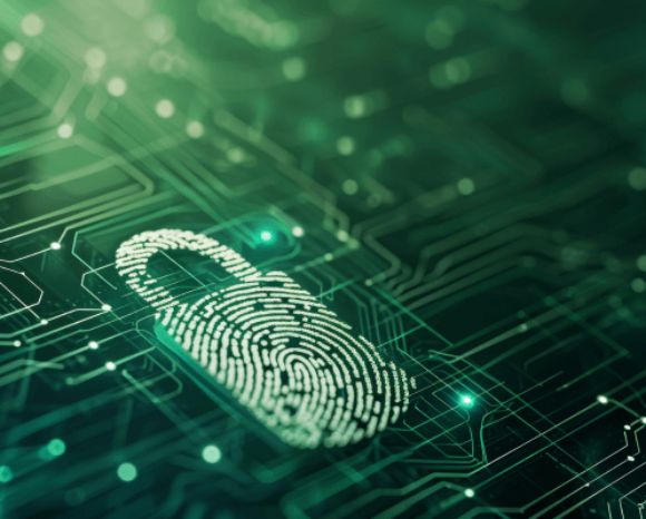 Datenschutzsymbol in Optik eines Fingerabdrucks