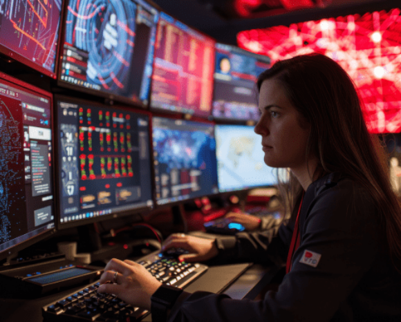 Frau aus Security Team im Einsatz