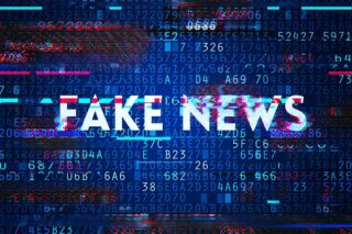 Fake news on internet in digital age, conceptual illustration