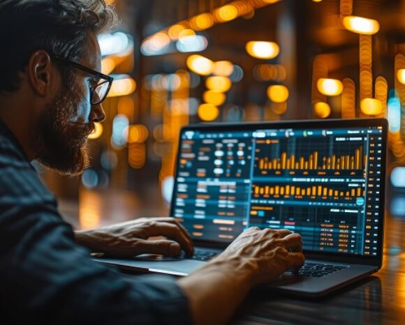 Junger Entwickler vor Laptop