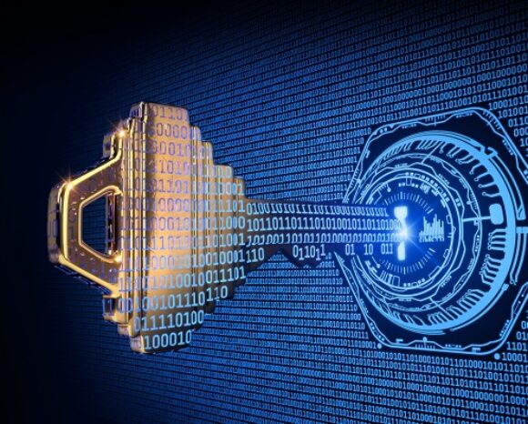 Digitaler Schlüssel in Schloss