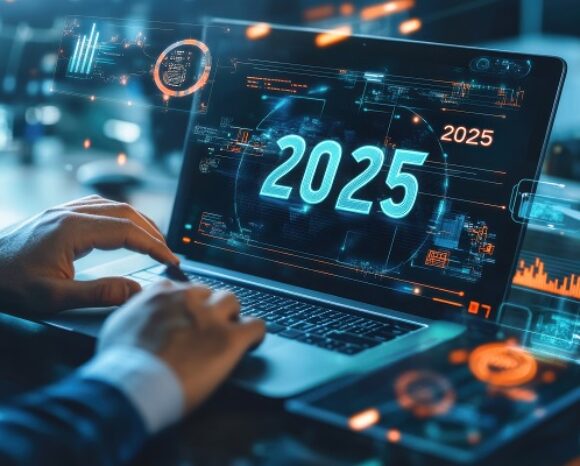 Laptop mit Aufschrift 2025