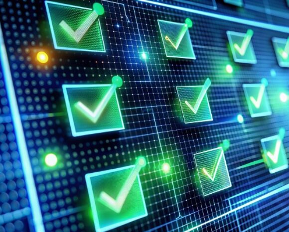 Digitale Ordner-Struktur mit grünen Haken