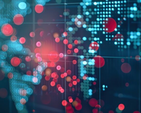 Weltkarte mit Bedrohungen, die rot dargestellt sind