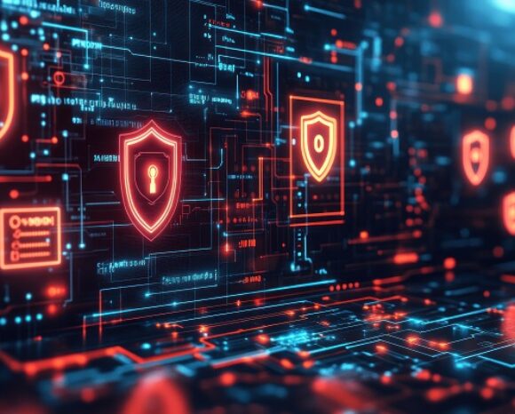 Glühende Cybersecurity-Symbole