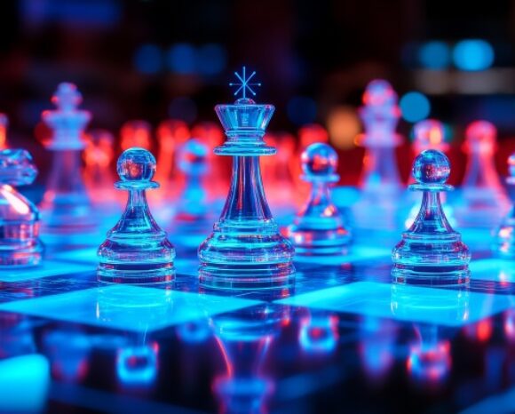 Leuchtende Schachfiguren