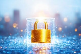 Ein goldenes geschütztes Datenschutz-Symbol