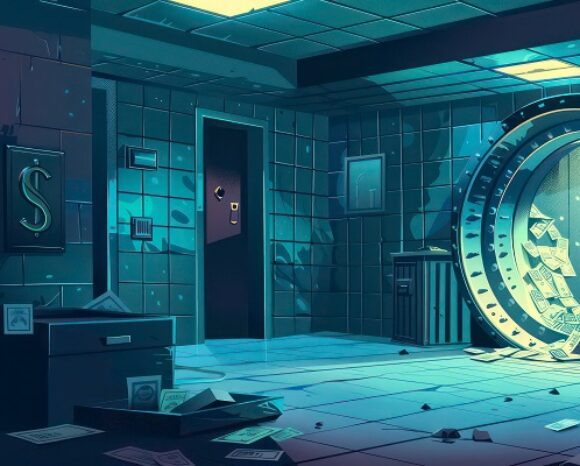 Moderne Darstellung eines Bankraubs