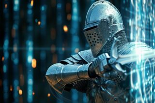 Ritter der Cybergefahren abwehrt