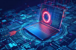 Infizierter Laptop mit Pfeil