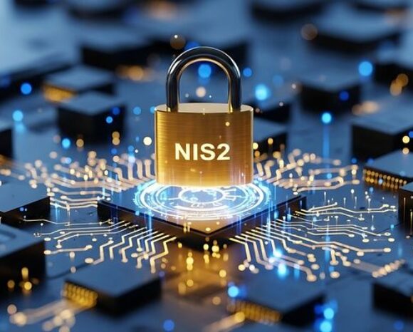 NIS-2-Symbol auf Cybersicherheitsschloss