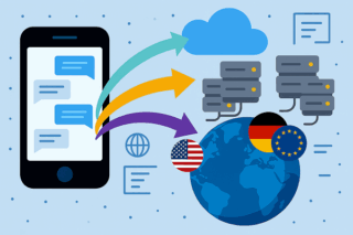 Grafik mit Smartphone und der Welt