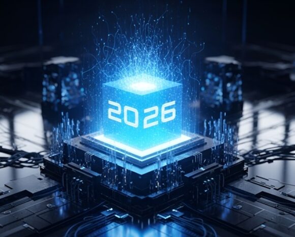 Futuristischer Button mit 2026er Aufschrift