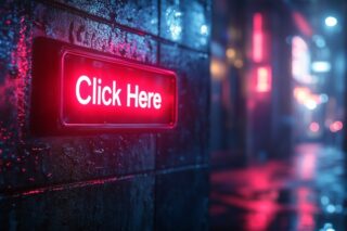 Rotes Schild "Click here"