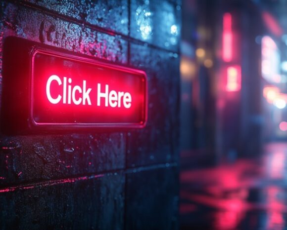 Rotes Schild "Click here"