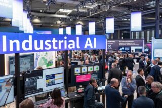 Stimmung auf der Messe - Schild: Industrial AI