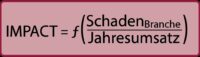 Abbildung 4: Berechnung des Impact-Scores, indem der durchschnittliche Branchenschaden nach einem Cyberangriff durch den jeweiligen Jahresumsatz dividiert wird