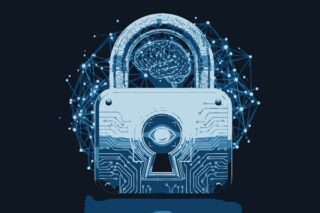 Digitales Schloss mit Gehirn