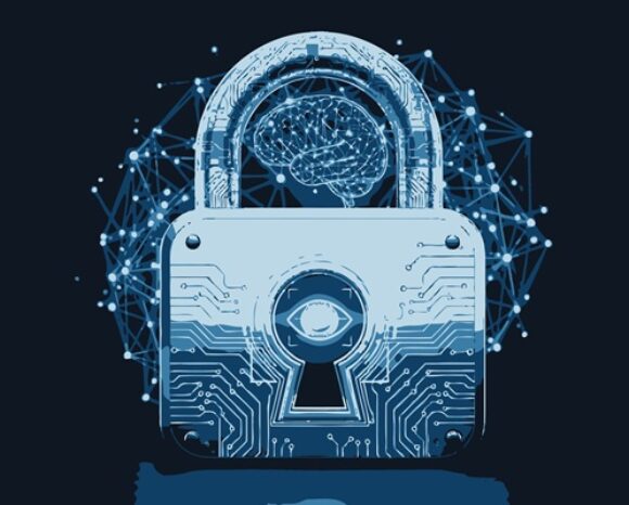 Digitales Schloss mit Gehirn