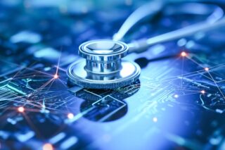 Stethoskop für digitalem Hintergrund