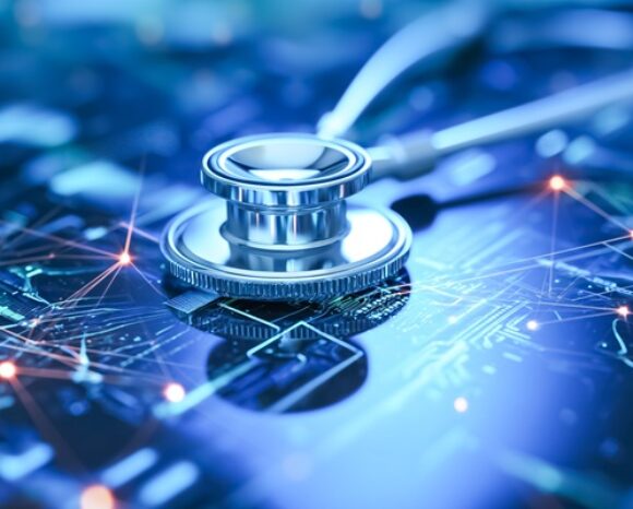 Stethoskop für digitalem Hintergrund