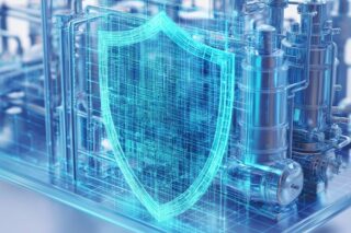 OT-Security Infrastruktur mit Cybersecurity-Symbol