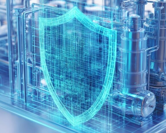 OT-Security Infrastruktur mit Cybersecurity-Symbol