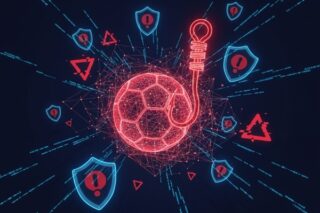 Rot leuchtender Fußball am Haken.