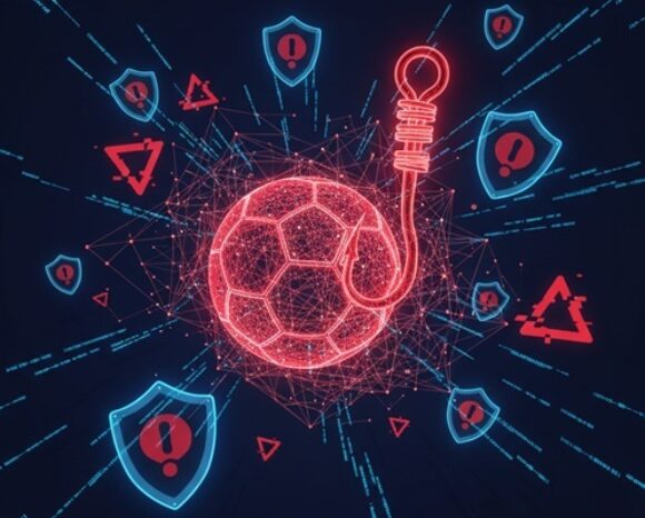 Rot leuchtender Fußball am Haken.