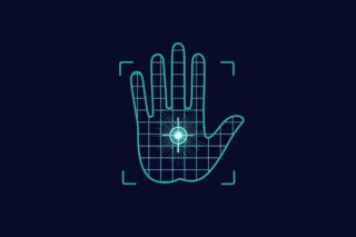 Futuristische Handflächenerkennungs-Technologie Sicherheitsauthentifizierung Identifikation