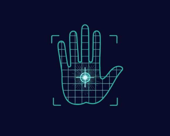 Futuristische Handflächenerkennungs-Technologie Sicherheitsauthentifizierung Identifikation