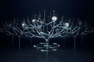 Baum mit Cybersecurity-Symbolen