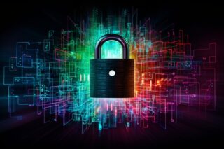 Datenschutzsymbol mit buntem Hintergrund