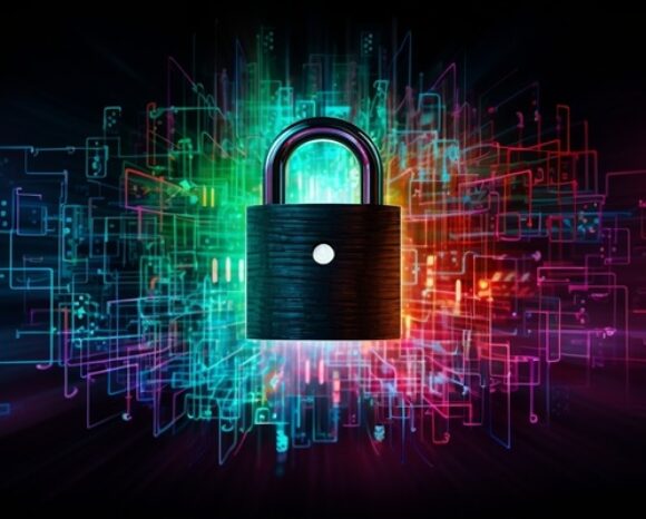 Datenschutzsymbol mit buntem Hintergrund