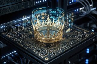Goldene Krone auf Datenträger als Symbol für die Digitale Souveränität