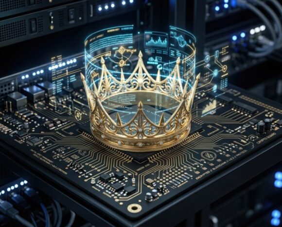 Goldene Krone auf Datenträger als Symbol für die Digitale Souveränität