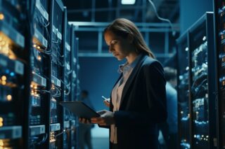 Big Data Center mit Frau