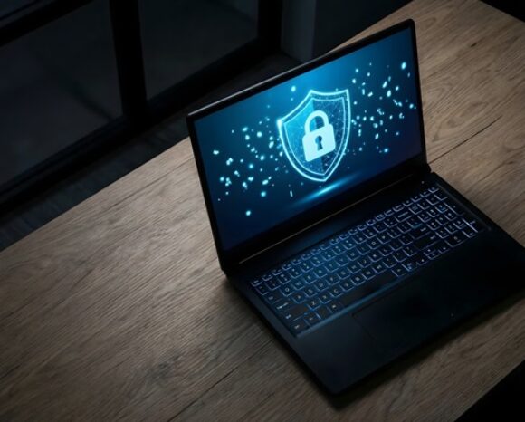 Laptop mit Schloss-Symbol