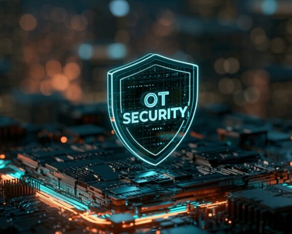 Leuchtendes Symbol OT-Security
